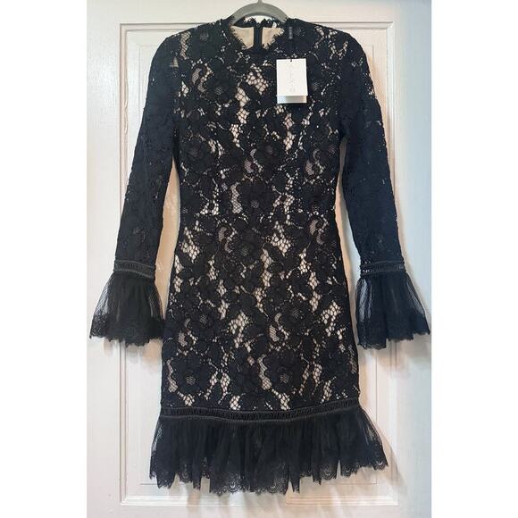 NWT Alexis Black Embroidered Sheer Lace Nicole Midi Dress Size S - Picture 2 of 15